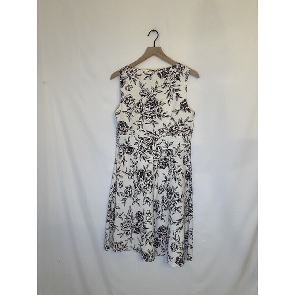 Ann Taylor Brown Ivory Floral Linen Dress Size 8 - Picture 2 of 3